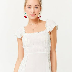White Lace Ruffle Dress